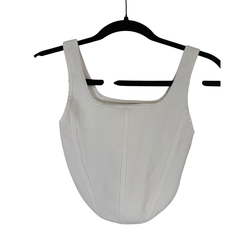 Aritzia Babaton Sculpt Knit Corset Top White Square Neck 2XS SP24